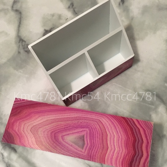 Agate Slice Geode Desk Organizers Pink blush white - Picture 4 of 8